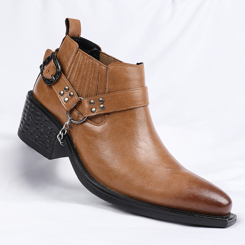 Men Shoes Formal - Novas Botas de Couro Marrom/Preto com