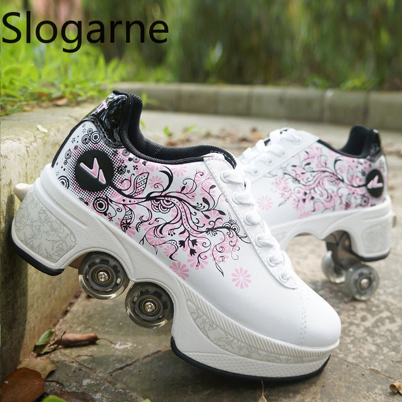 Men Shoes Casual - Mulher 4 rodas deformação patins sapatos