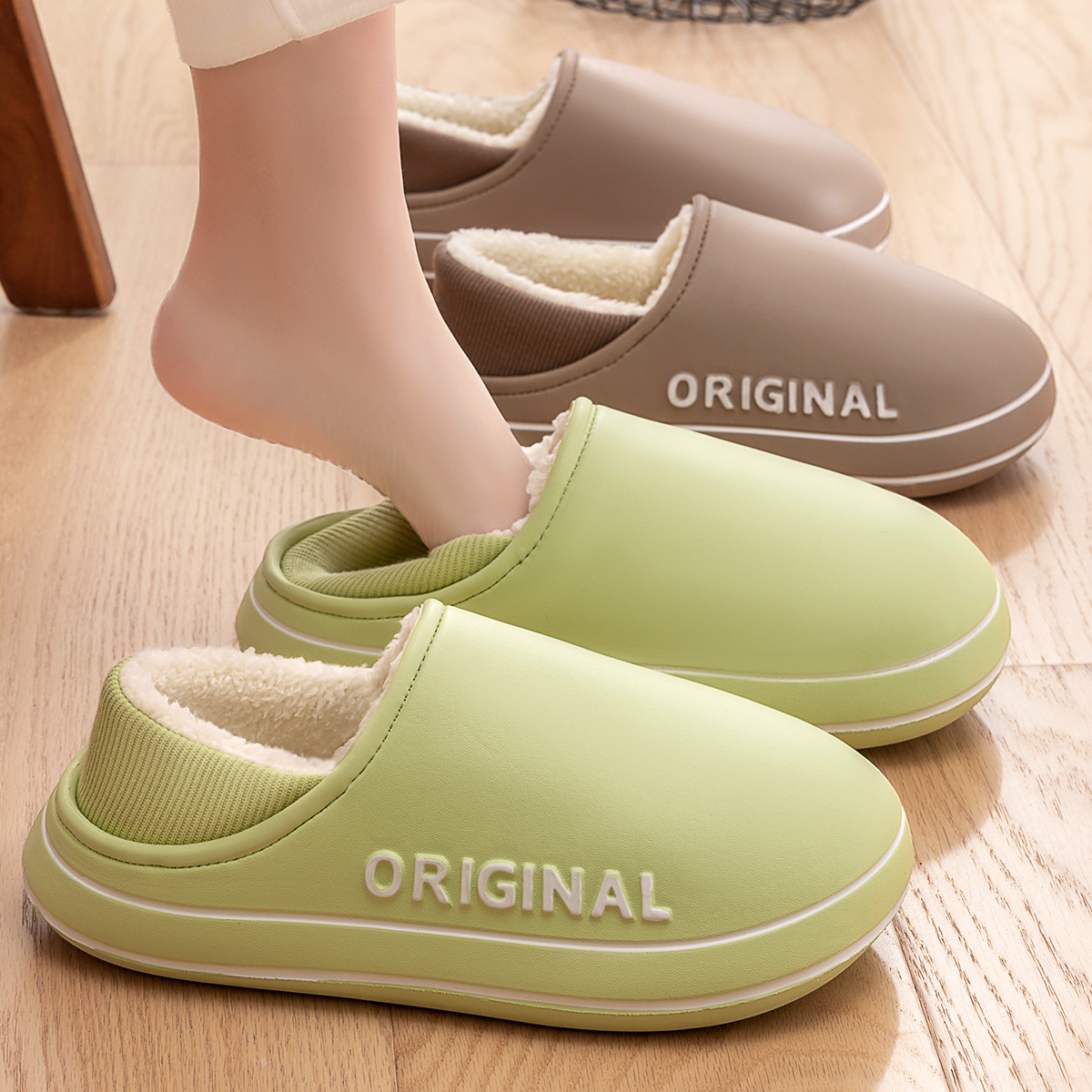 Men'S Shoes Grip - Casa fuzzy chinelo feminino inverno pele