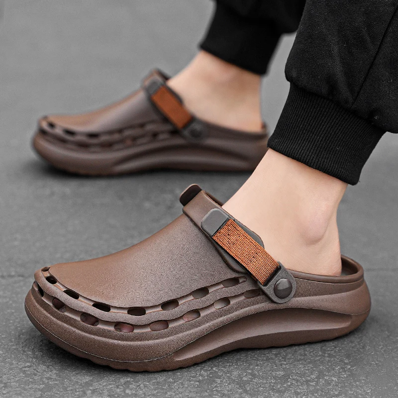 Men Shoes Essentials - Sandálias masculinas de cor sólida em