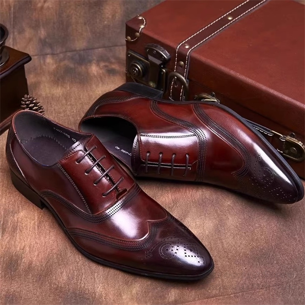 Men Shoes Formal - Sapatos masculinos de couro genuíno britânico