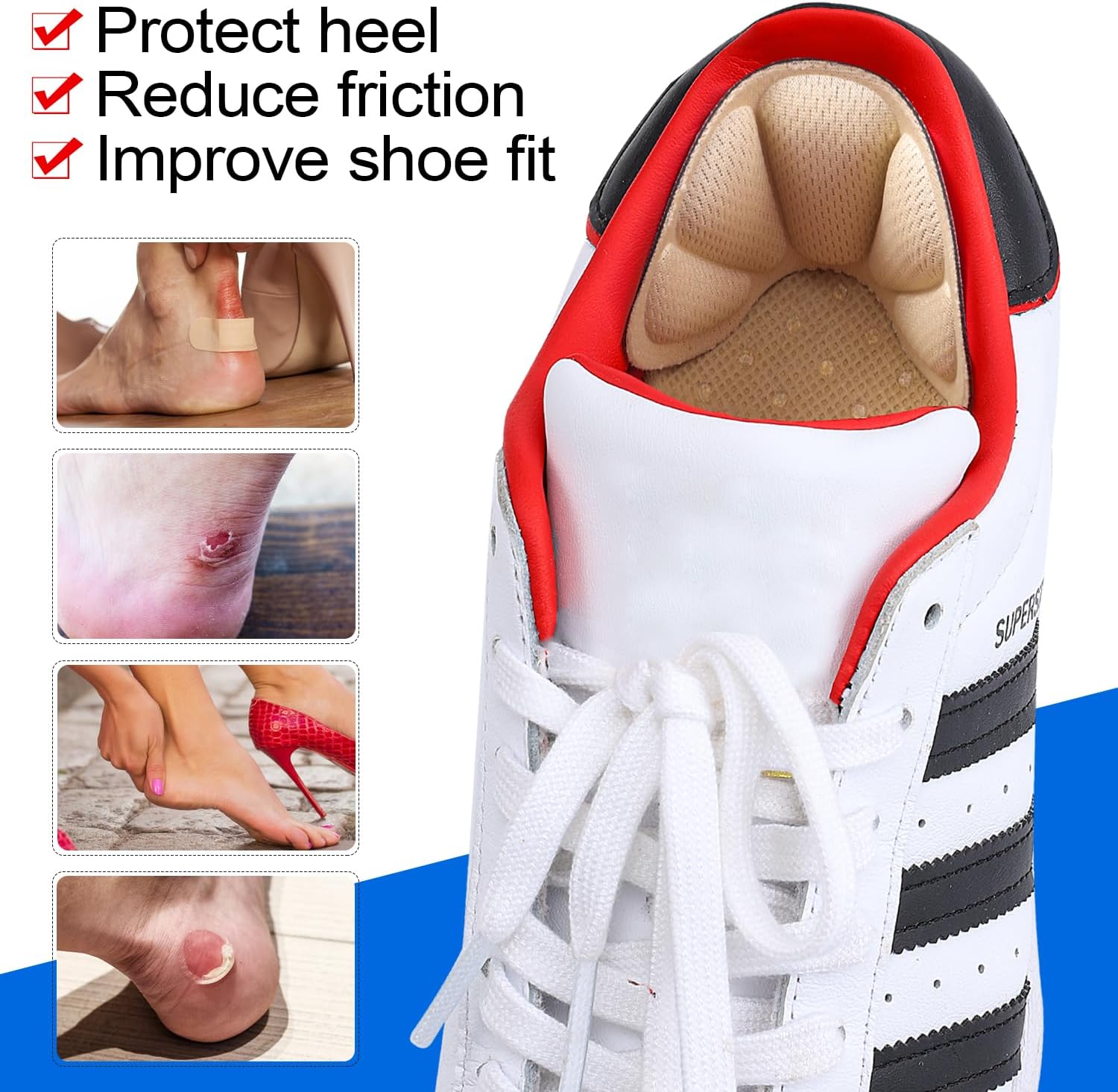 Men'S Shoes Grip - Almofadas Adesivas Reutilizáveis para Calcanhar -