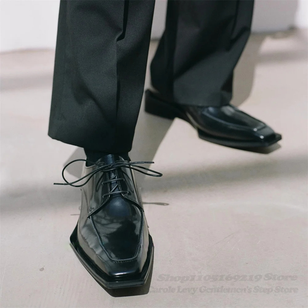 Men Shoes Formal - Sapatos masculinos de couro envernizado preto,