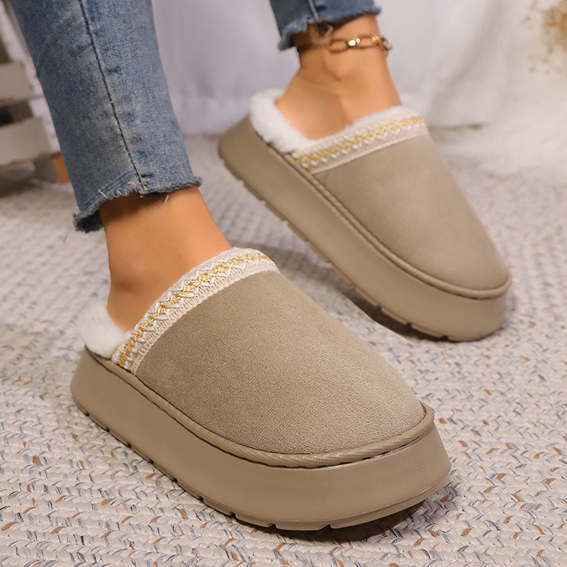 Men'S Shoes Grip - Casa chinelo feminino inverno quente pele
