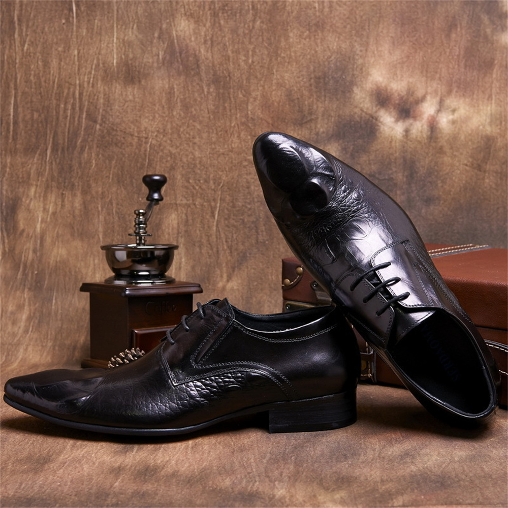 Couro de vaca em relevo padrão - Men Shoes Formal avaliação e preço