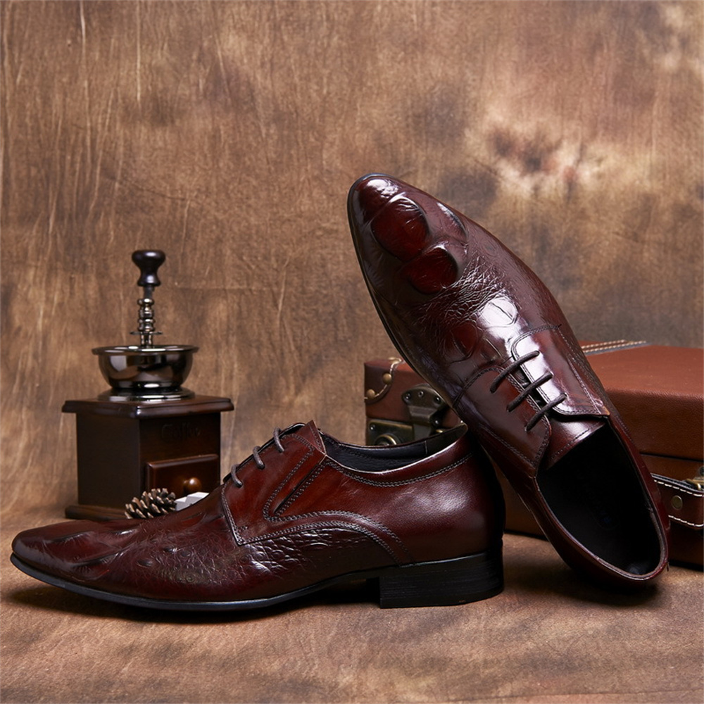 Couro de vaca em relevo padrão - Men Shoes Formal avaliação e preço