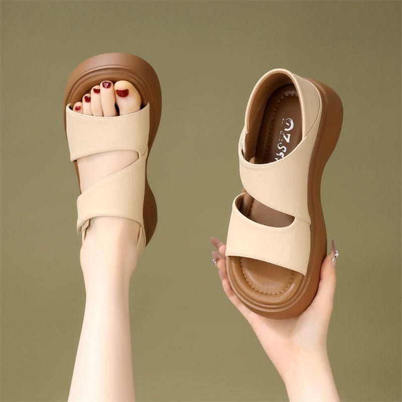 Novas Sandálias Pretas de Verã - Velcro Strap Sandal avaliação e preço
